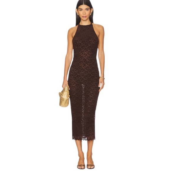 Lioness Chocolate Mesh Maxi Dress - Picture 1 of 7